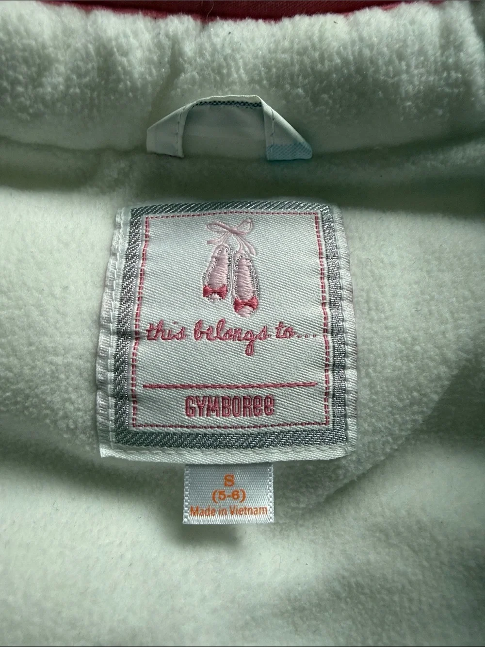 Gymboree White Plush Jacket with Pink Accent Label
